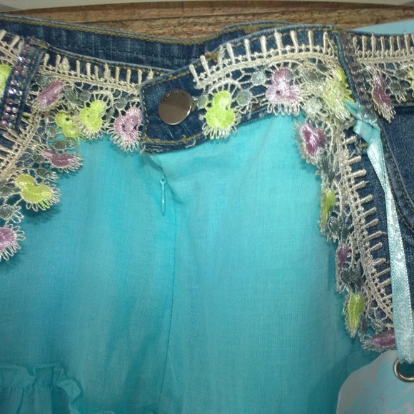 layer skirt with jean teal and white NWT 13/14 - Picture 3 of 4